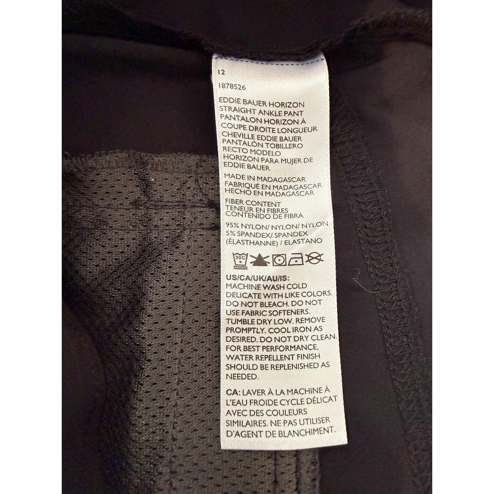 Eddie Bauer Pants Womens 12 Black Horizon Straight Ankle Outdoor Water Repellent - Picture 4 of 7